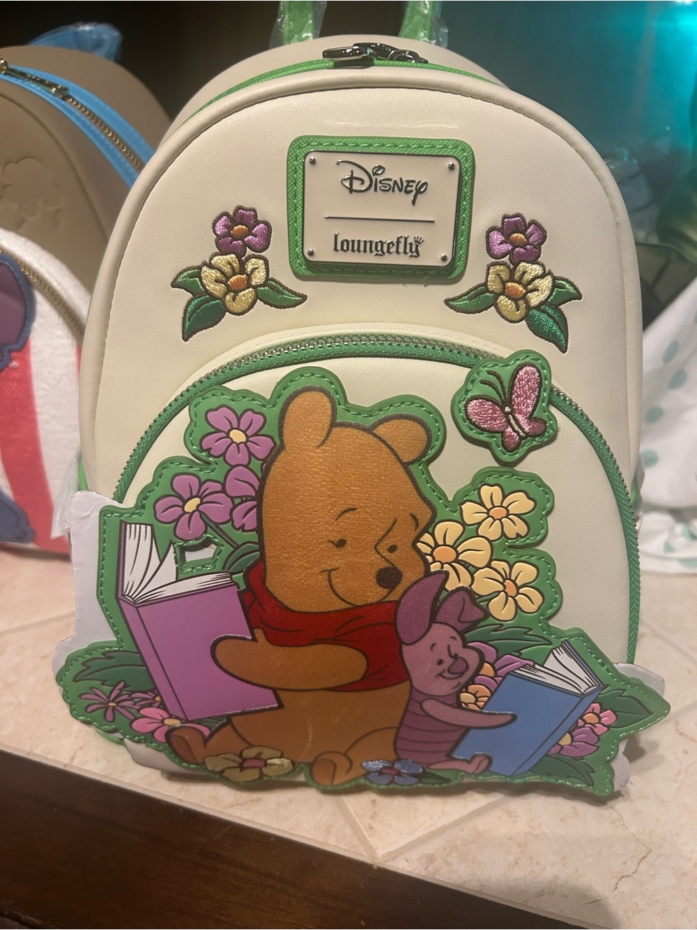 Loungefly Disney Winnie the Pooh Cream Green Floral Backpack